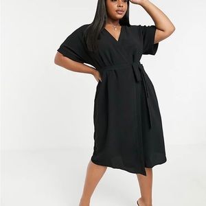 New ASOS curve new black wrap maxi dress 18
